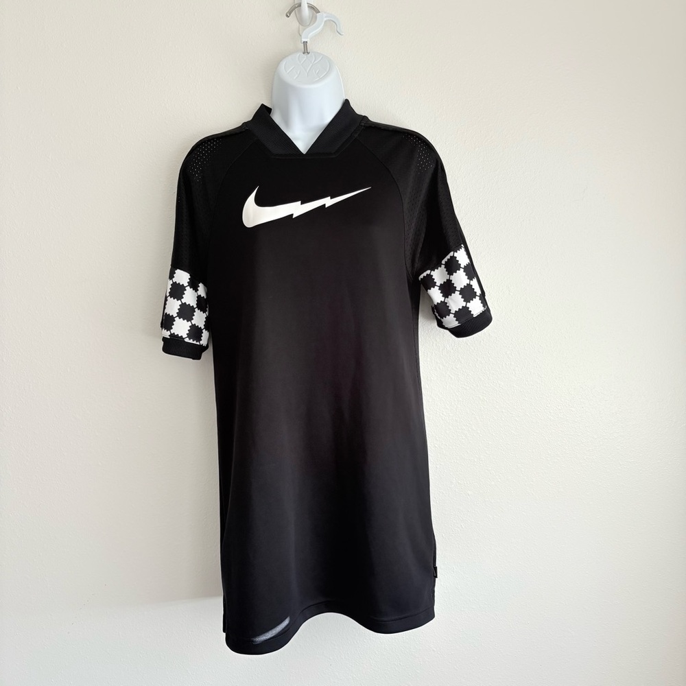 Nike DrifFit Short Checkered Sleeve Tshirt Sportswear Jersey Dress SzL Junior
